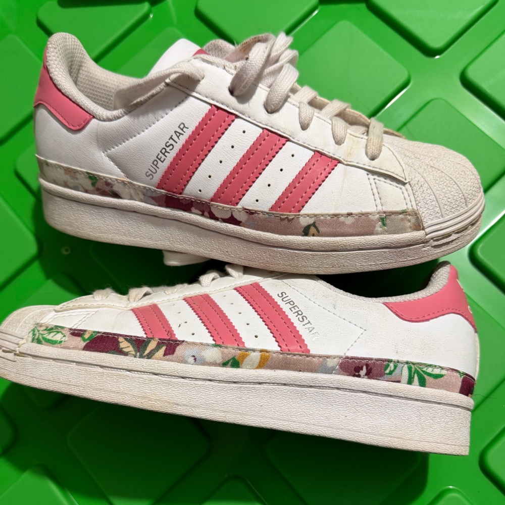 adidas White Sneakers with Pink Accents